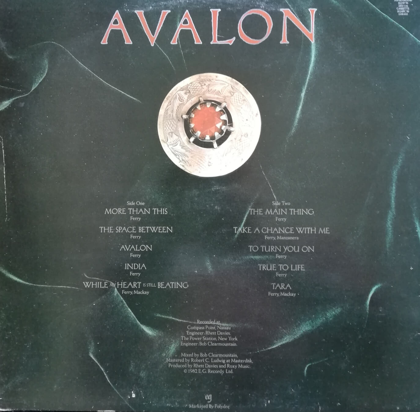 “Okładka płyty winylowej artysty Roxy Music o tytule Avalon”.
