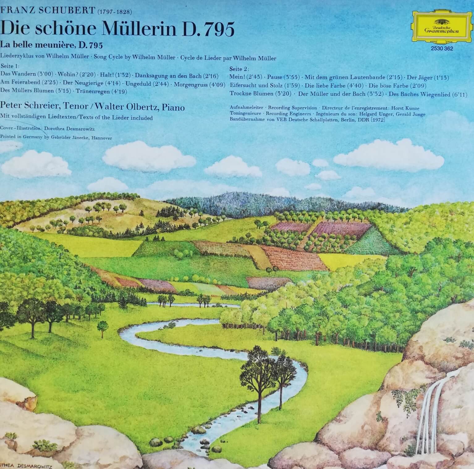 “Okładka płyty winylowej artysty Franz Schubert o tytule Die Mullerin