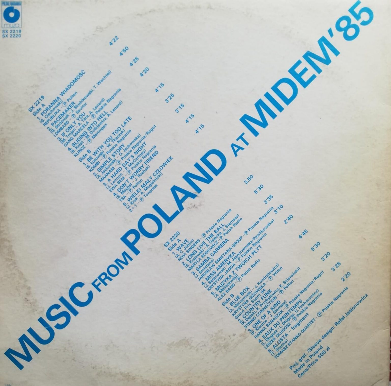 Okładka płyty winylowej artysty Various o tytule MUSIC FROM POLAND AT MIDEM '85