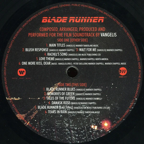 Okładka płyty winylowej wykonawcy Vangelis o tytule Blade Runner
