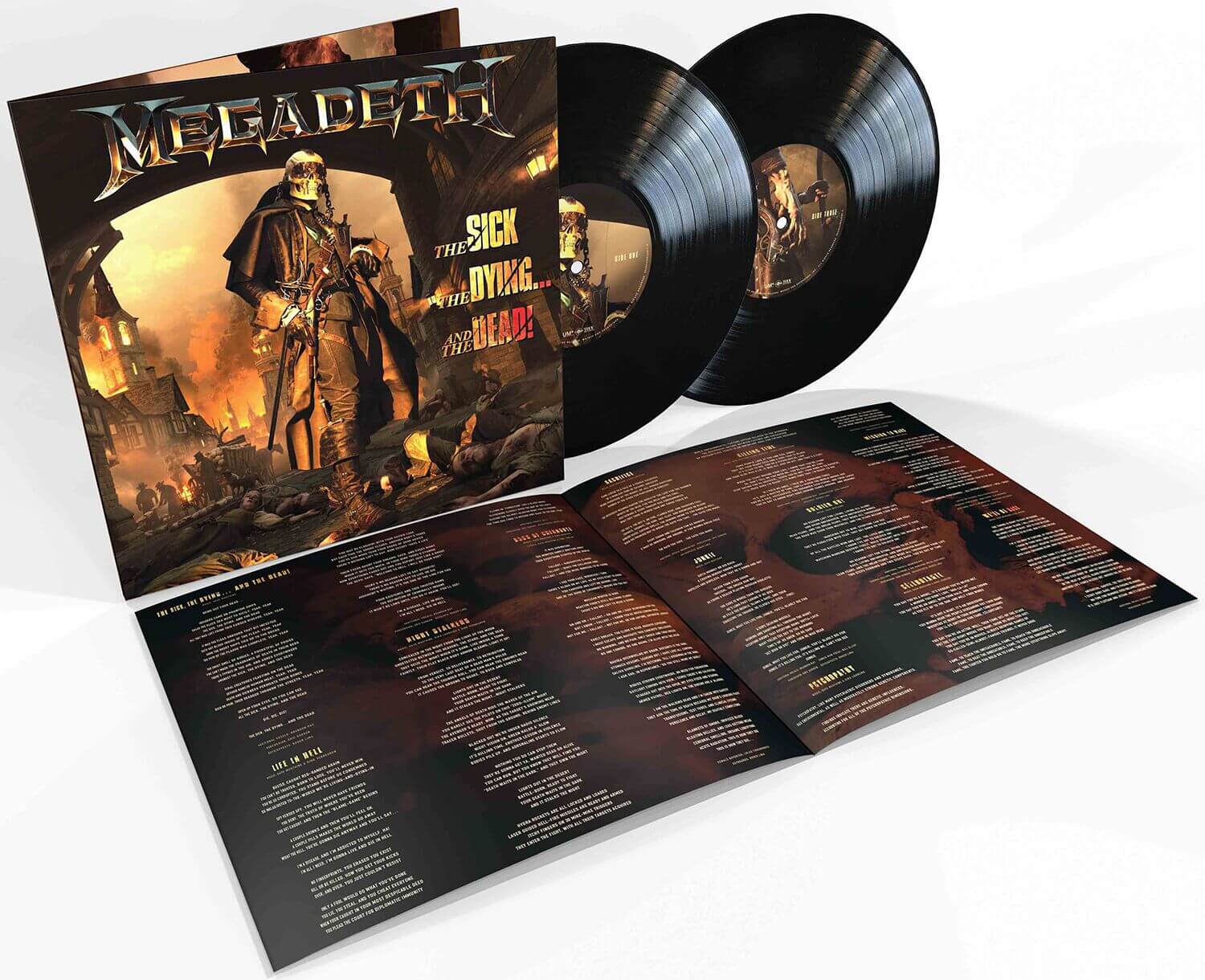 Okładka płyty winylowej artysty Megadeth o tytule The Sick, The Dying... And The Dead!