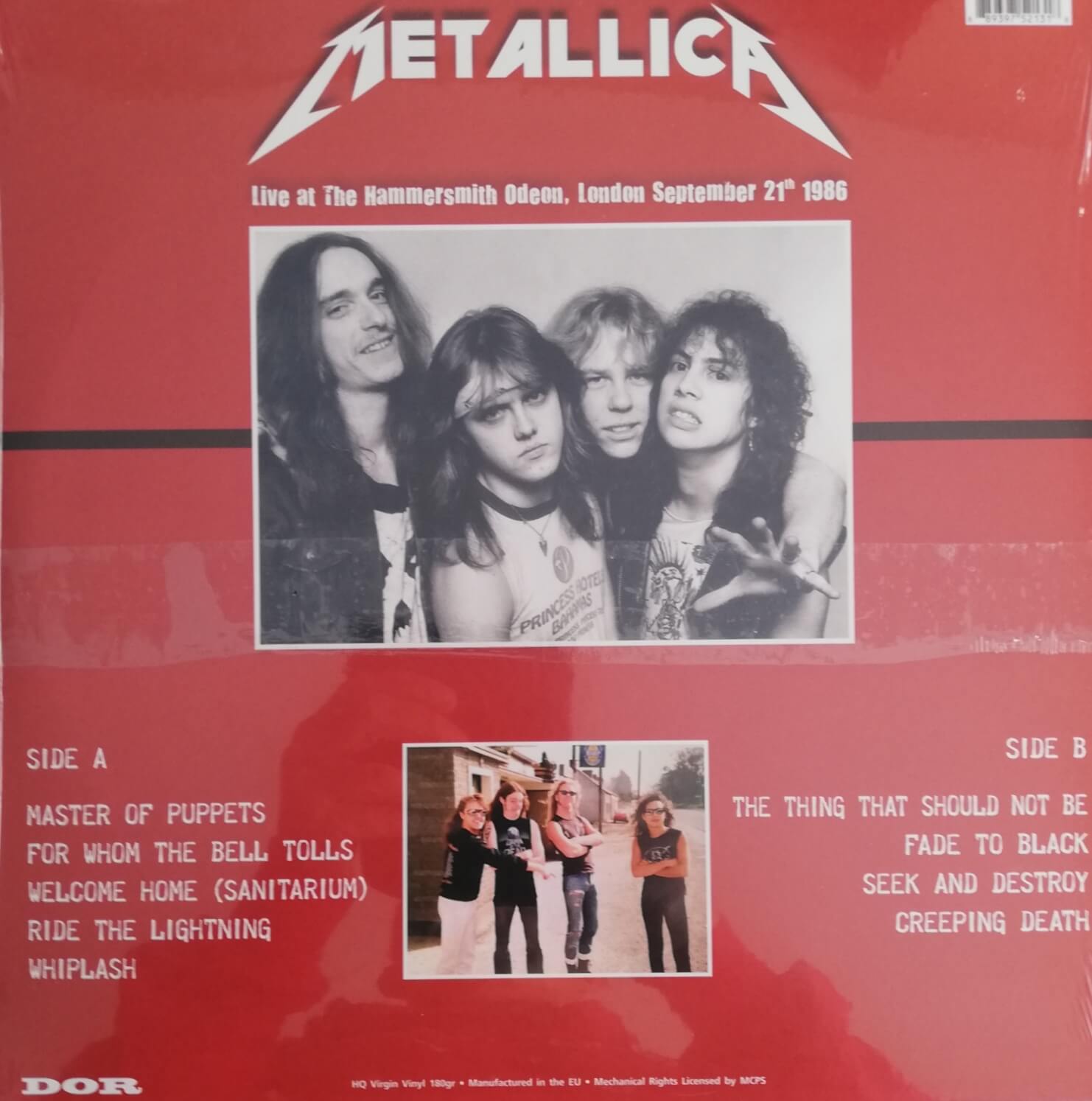 Okładka płyty winylowej artysty Metallica o tytule Live At The Hammersmith Odeon