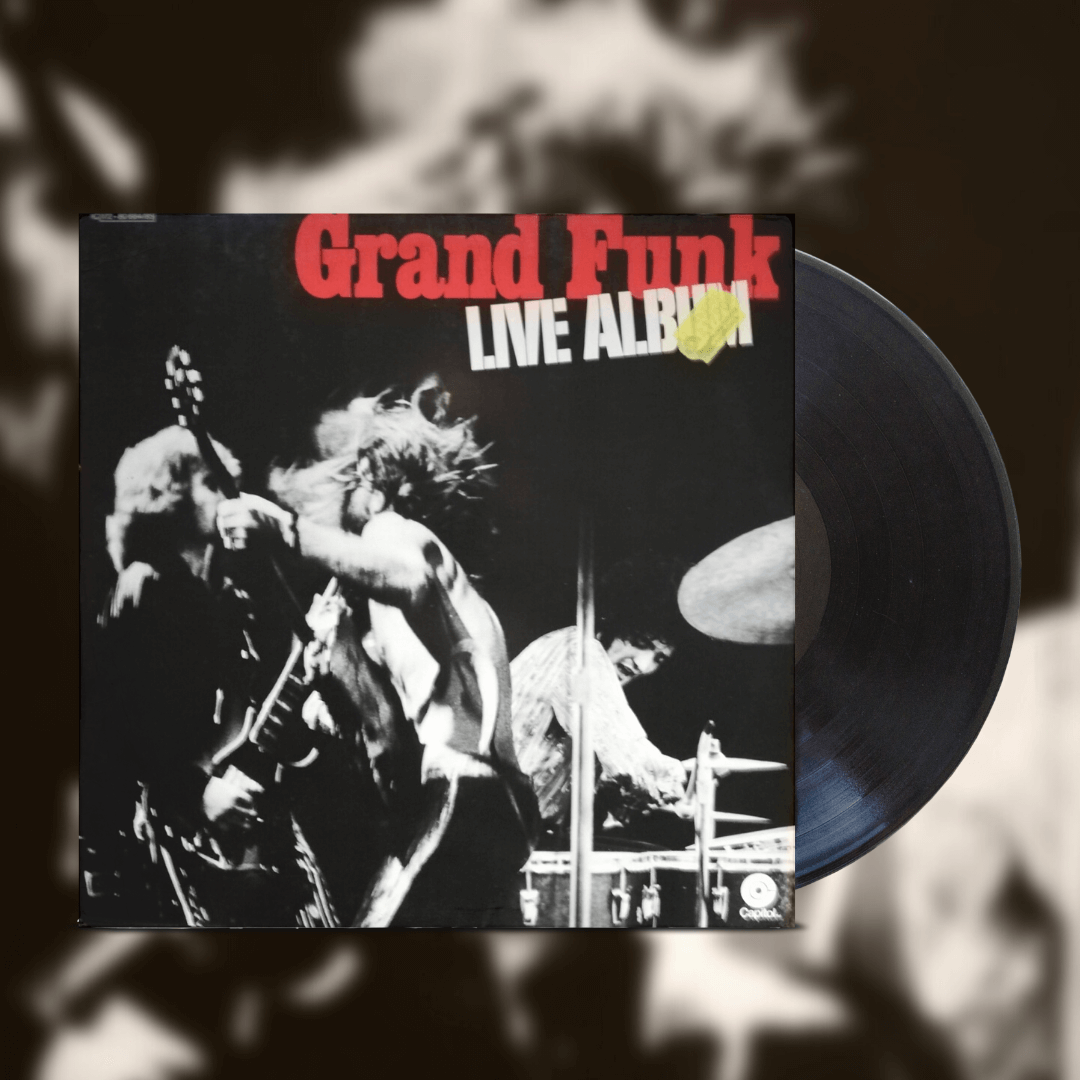 Okładka płyty winylowej artysty Grand Funk o tytule Live Albyum
