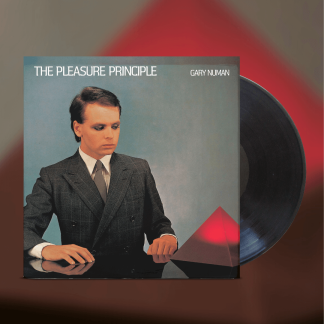 Okładka płyty winylowej artysty Gary Numan o tytule The Pleasure Principle