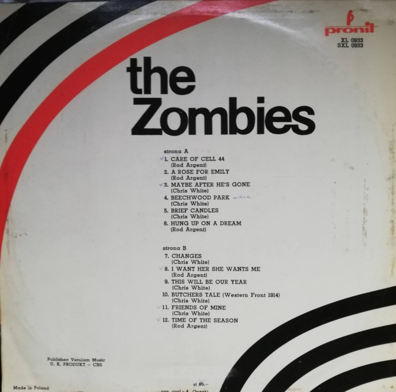 Okładka płyty winylowej artysty The Zombies o tytule Odessey and Oracle