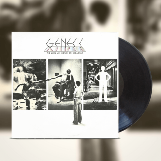 Okładka płyty winylowej artysty Genesis o tytule The Lamb Lies Down On Broadway