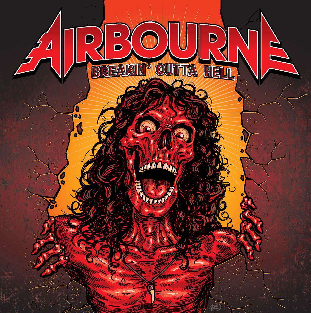 Okładka płyty winylowej artysty Airbourne o tytule Breakin' Outta Hell