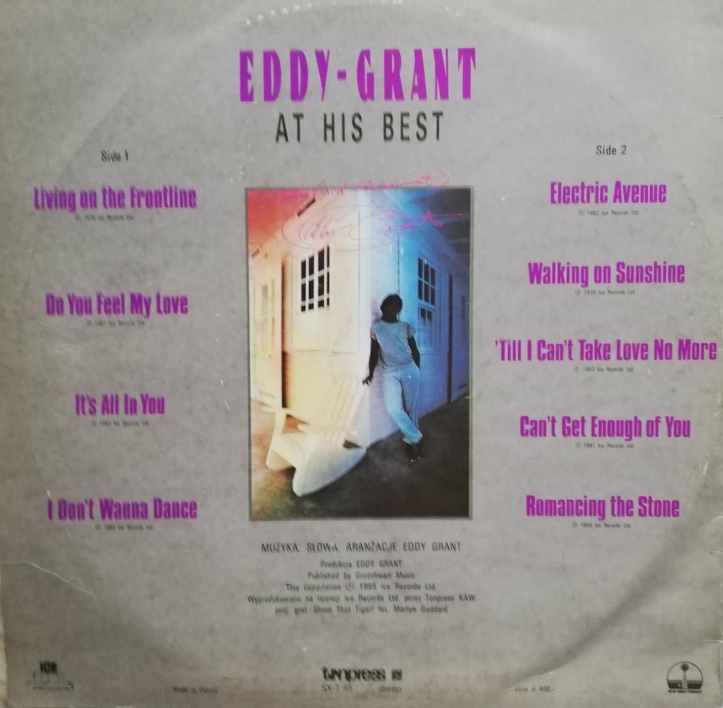 Okładka płyty winylowej artysty Eddy Grant o tytule At His Best