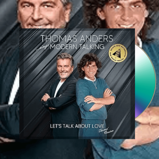 Okładka płyty winylowej wykonawcy Andrzej i Eliza o tytule …sings Modern Talking: Let's Talk About Love