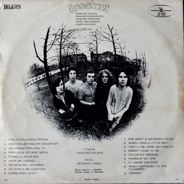 Okładka płyty winylowej wykonawcy Okładka płyty winylowej wykonawcy Breakout o tytule Blues