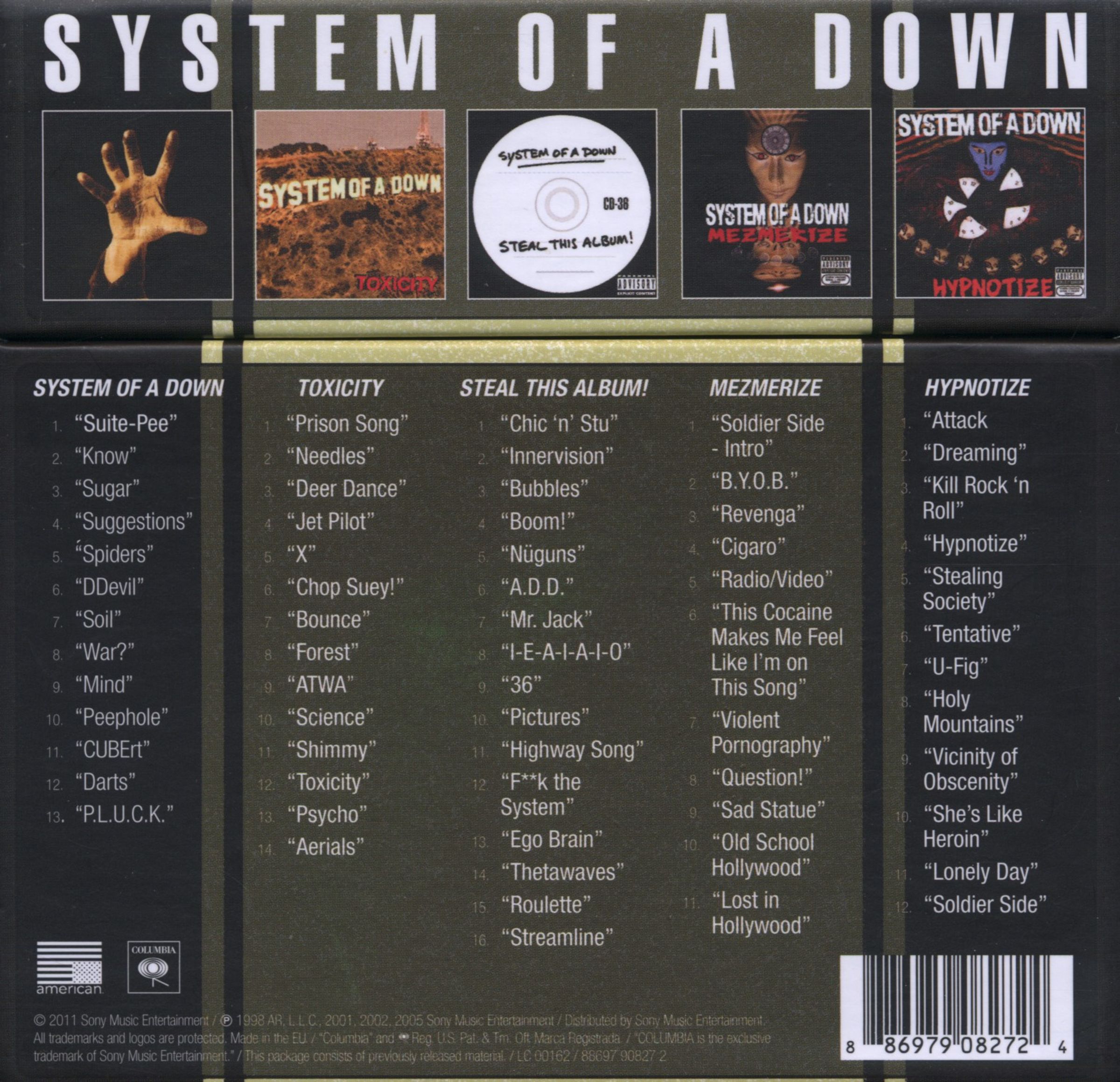 Okładka płyty winylowej wykonawcy System Of A Down o tytule Box Set 5CD