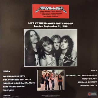 Okładka płyty winylowej wykonawcy Metallica o tytule Live At The Hammersmith Odeon 1986
