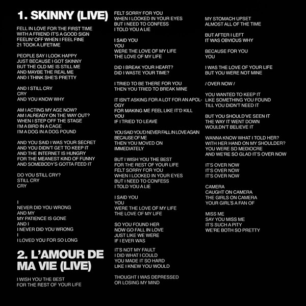 Okładka płyty winylowej wykonawcy Billie Eilish o tytule Live